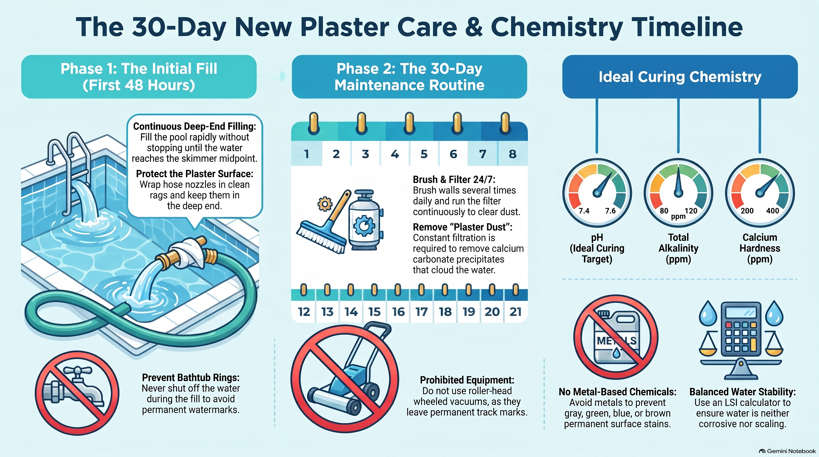 New Pool Plaster Care Timeline